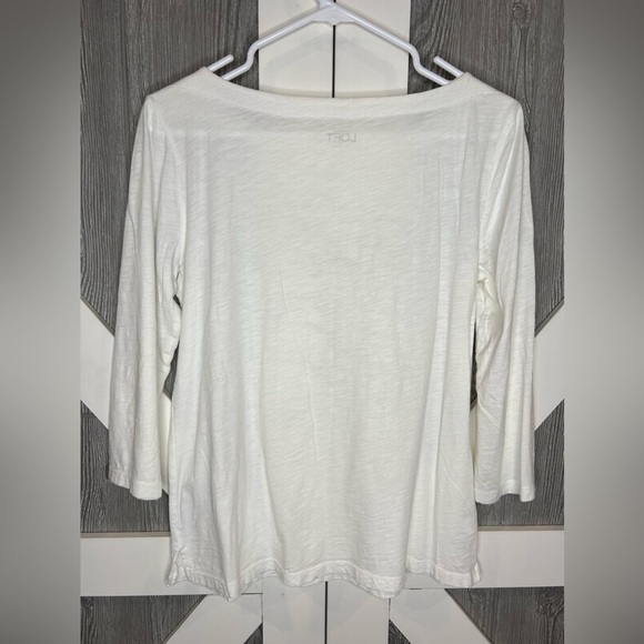 BAG159. Ann Taylor Loft Boat Neck 3/4 Sleeve Floral Top • M - Picture 6 of 7